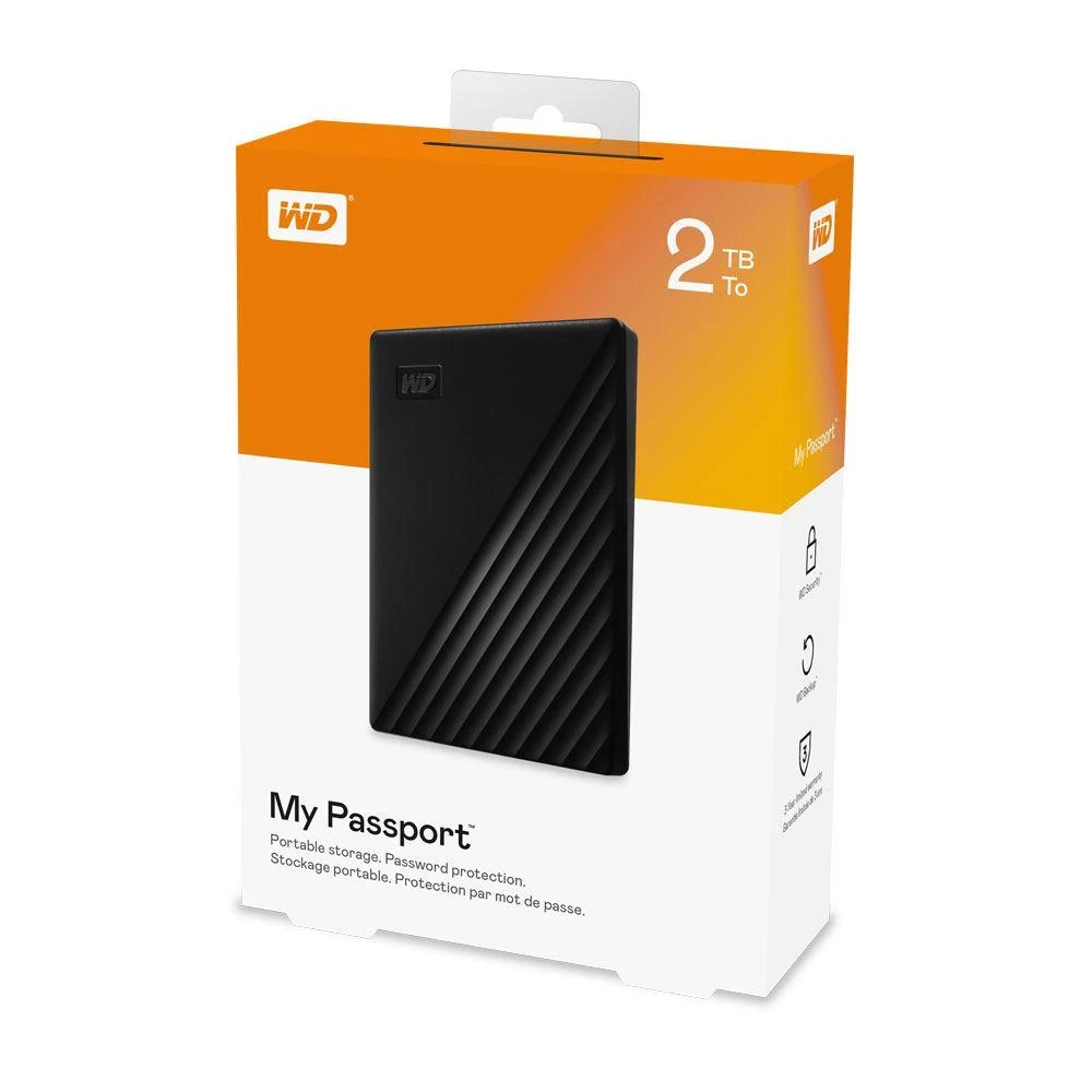 Išorinis kietasis diskas HDD Western Digital My Passport (2TB, USB 3.2) Juodas
