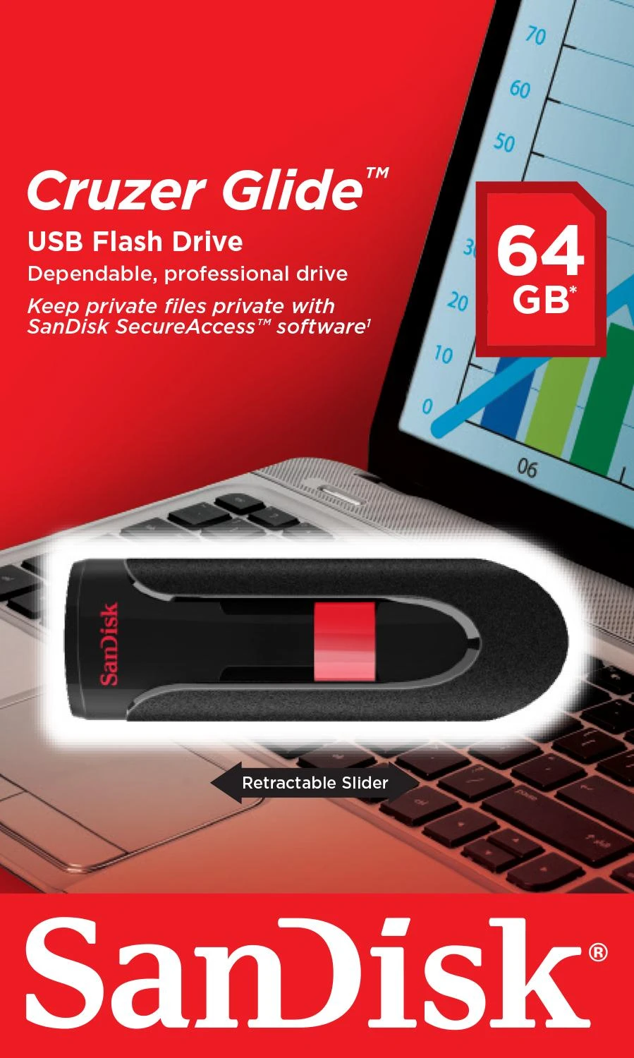 Sandisk Glide 64GB USB 2.0 atmintinė