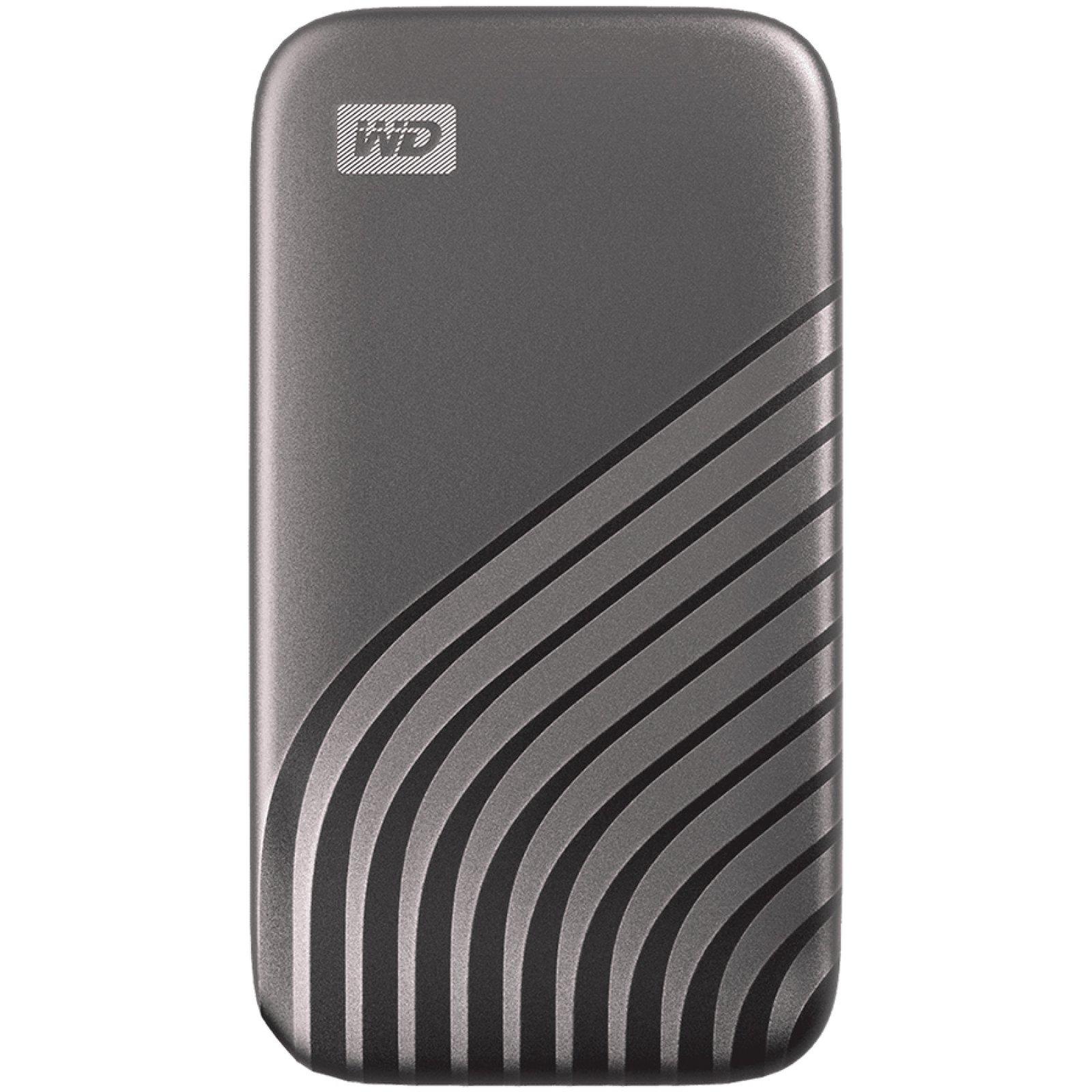 Kietasis diskas Western Digital „Sandisk WD 1TB My Passport SSD“ – nešiojamas SSD diskas, kurio skaitymo ir įrašymo greitis – 1050 MB/s, o įrašymo – 1000 MB/s, USB 3.2 Gen 2 – kosminės pilkos spalvos, EAN: 619659184001