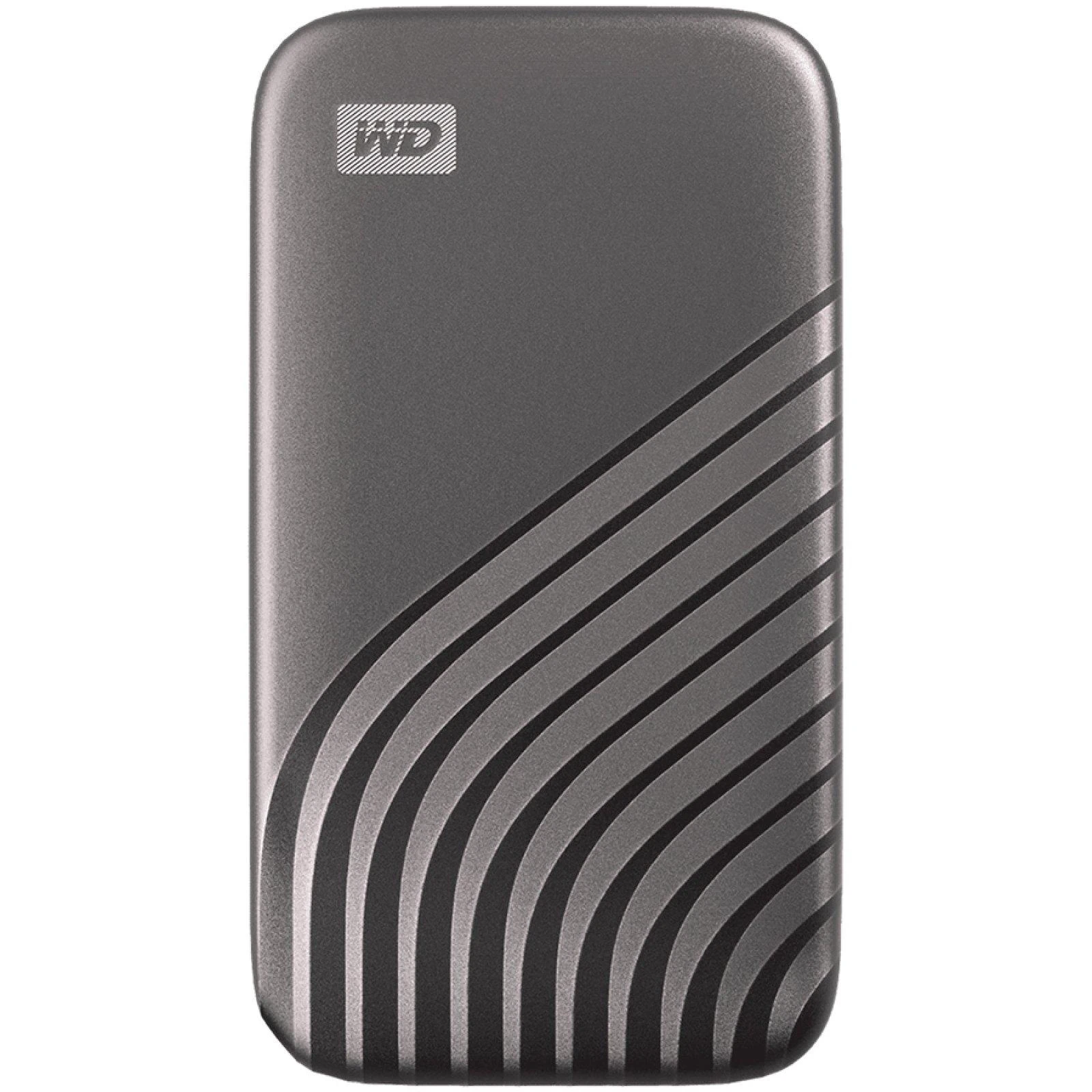 Kietasis diskas Western Digital „Sandisk WD 500GB My Passport SSD“ – nešiojamas SSD diskas, kurio skaitymo ir įrašymo greitis siekia 1050 MB/s, o įrašymo – 1000 MB/s, USB 3.2 Gen 2 – kosminės pilkos spalvos