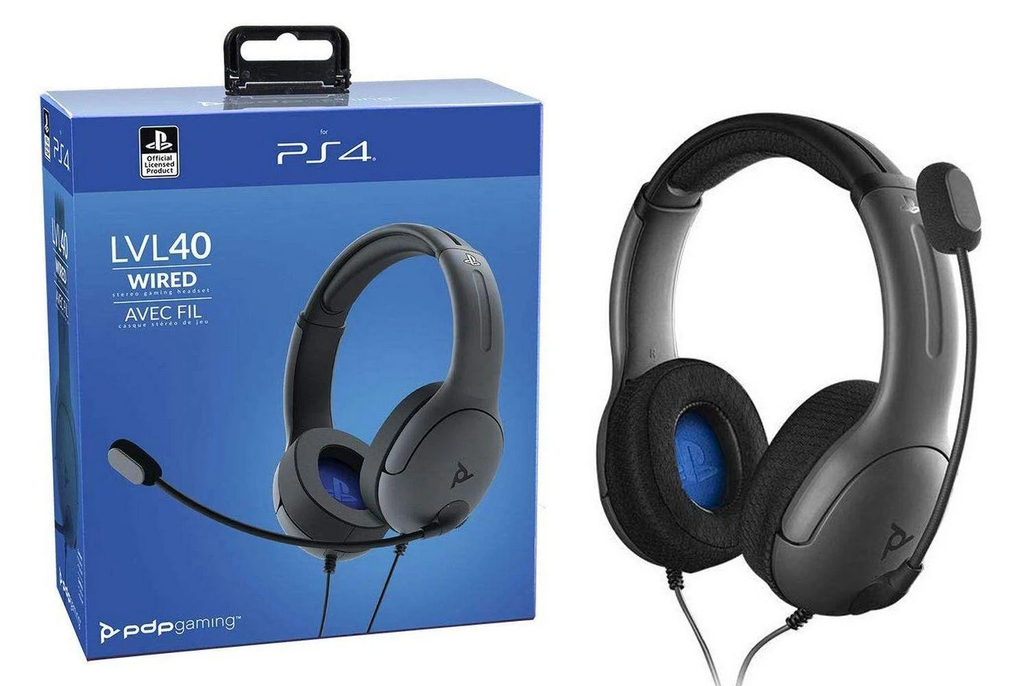 Žaidimų ausinės PDP Gaming LVL 40, skirtos PS4, Pilkos