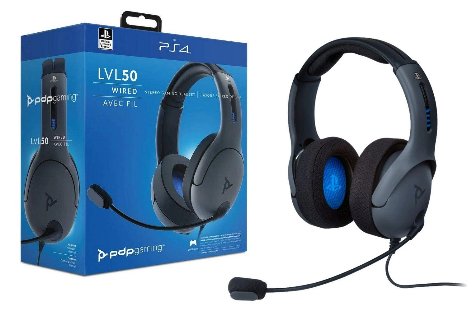 Laidinės ausinės PDP Gaming LVL 50, pilkos (PS4)