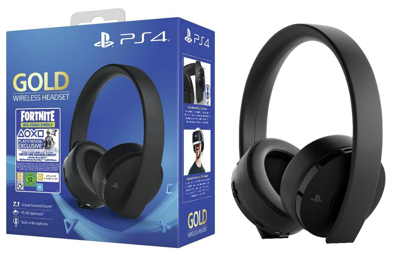 Belaidės ausinės Sony PlayStation Gold Wireless Headset, juodos + Fortnite Neo Versa bundle