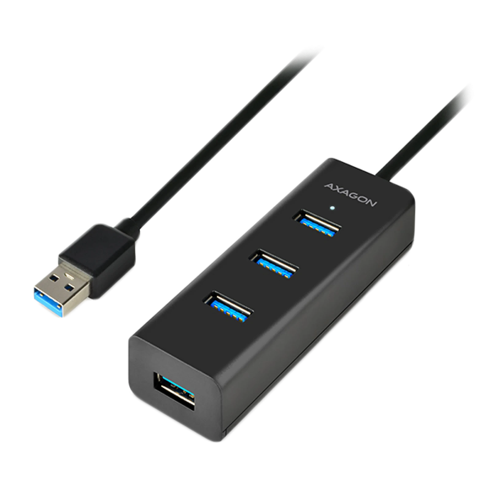 AXAGON HUE-S2BL 4x USB3.0 įkrovimo šakotuvas 1,2 m laidas, MicroUSB įkrovimas