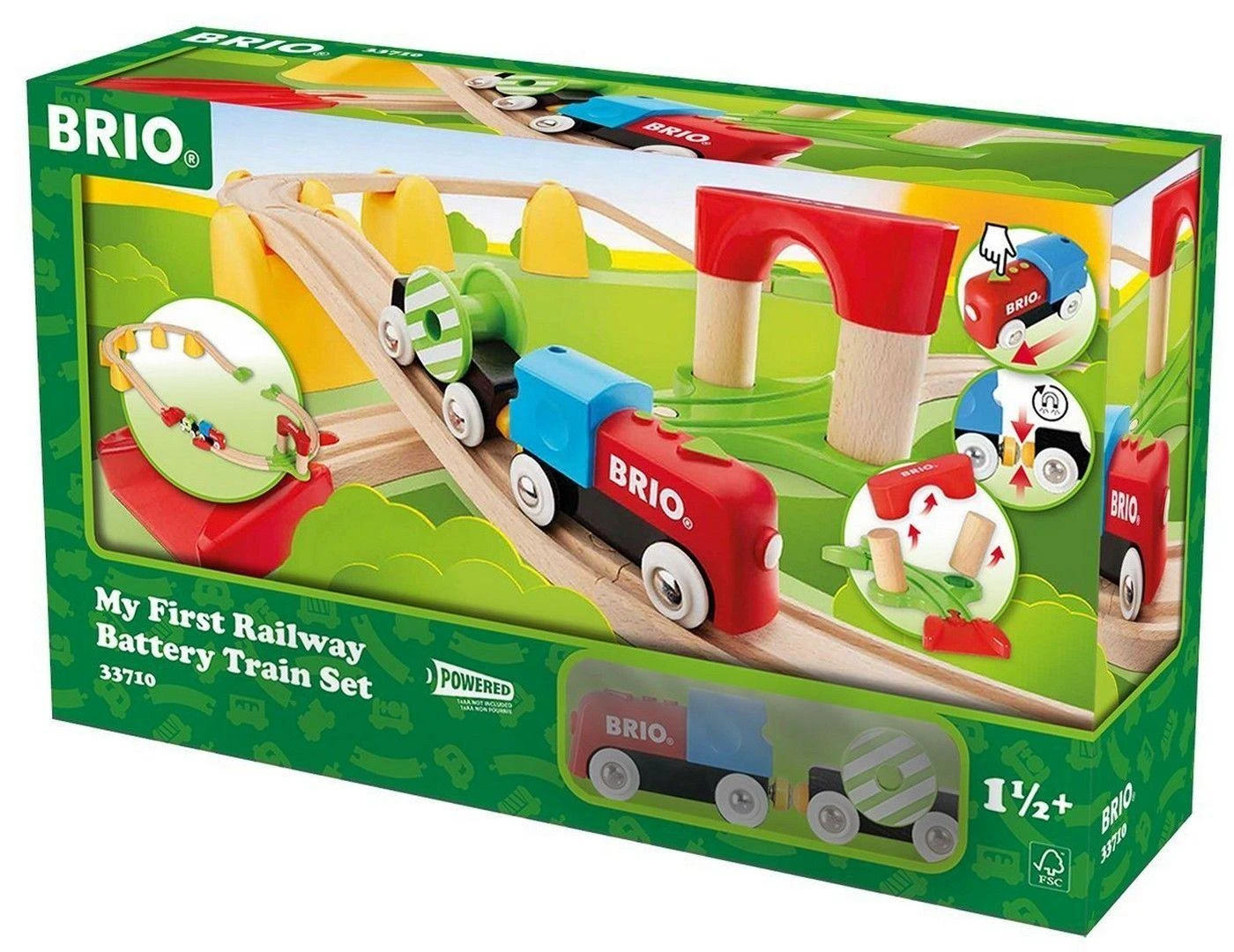 BRIO - Mano pirmasis geležinkelio baterijomis maitinamas traukinių rinkinys (33710)