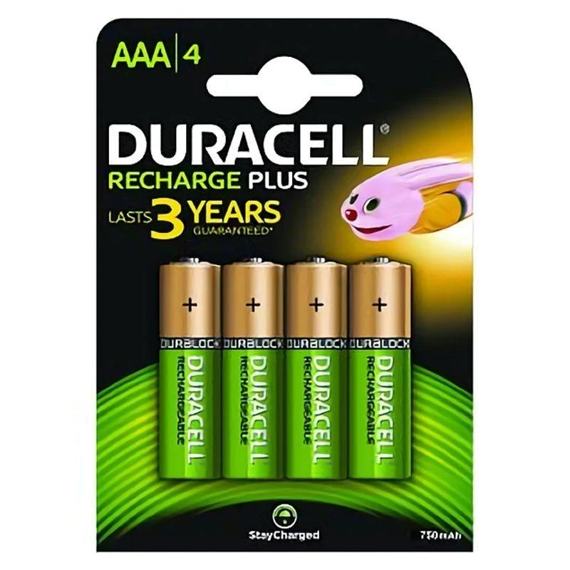 Duracell Recharge Plus baterijos AAA 4 pakuotės, 750 mAh
