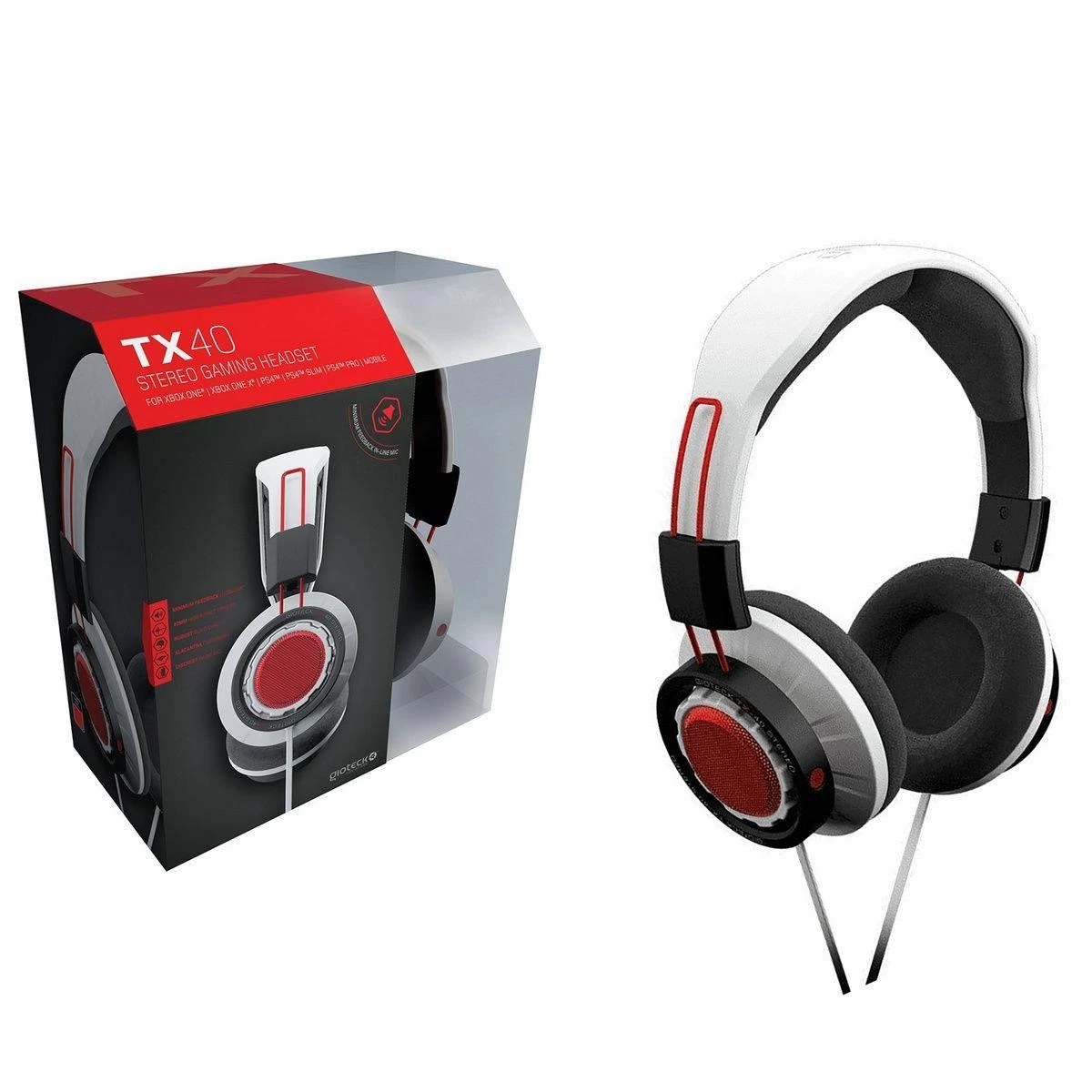 „Gioteck“: TX-40 stereo žaidimų ir žaidimų ausinės (baltos)