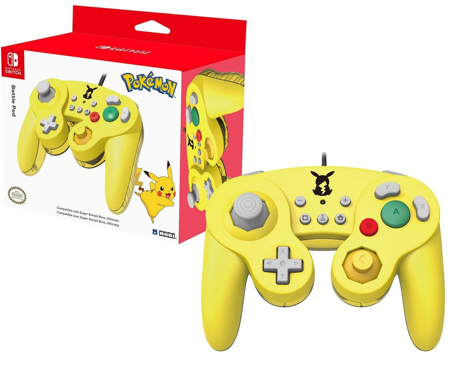HORI Nintendo Switch Battle Pad (Pikachu) GameCube stiliaus valdiklis