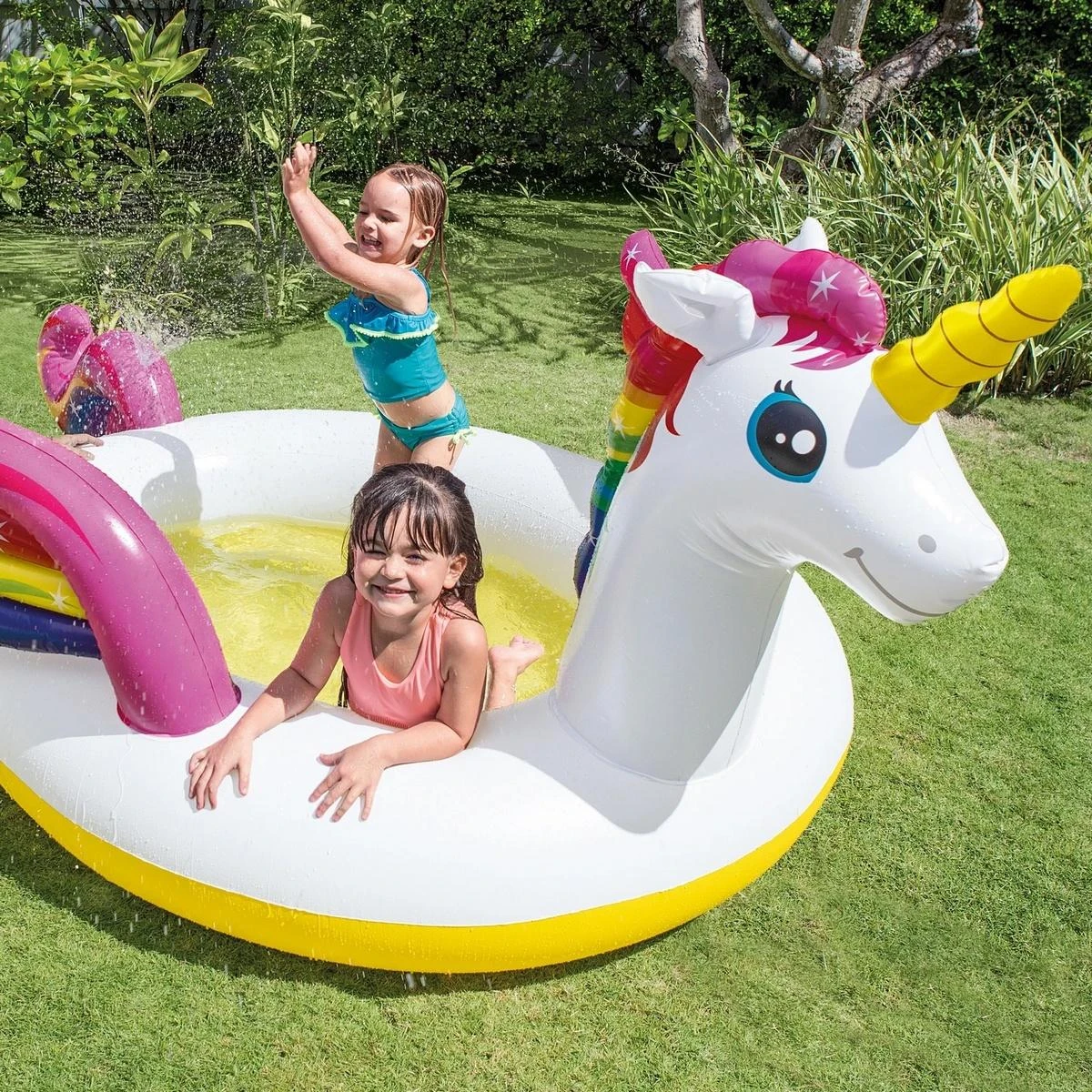 Amo Toys Pripučiamas baseinas INTEX MYSTIC UNICORN, 272x193x104cm, purškia vandenį 57441NP