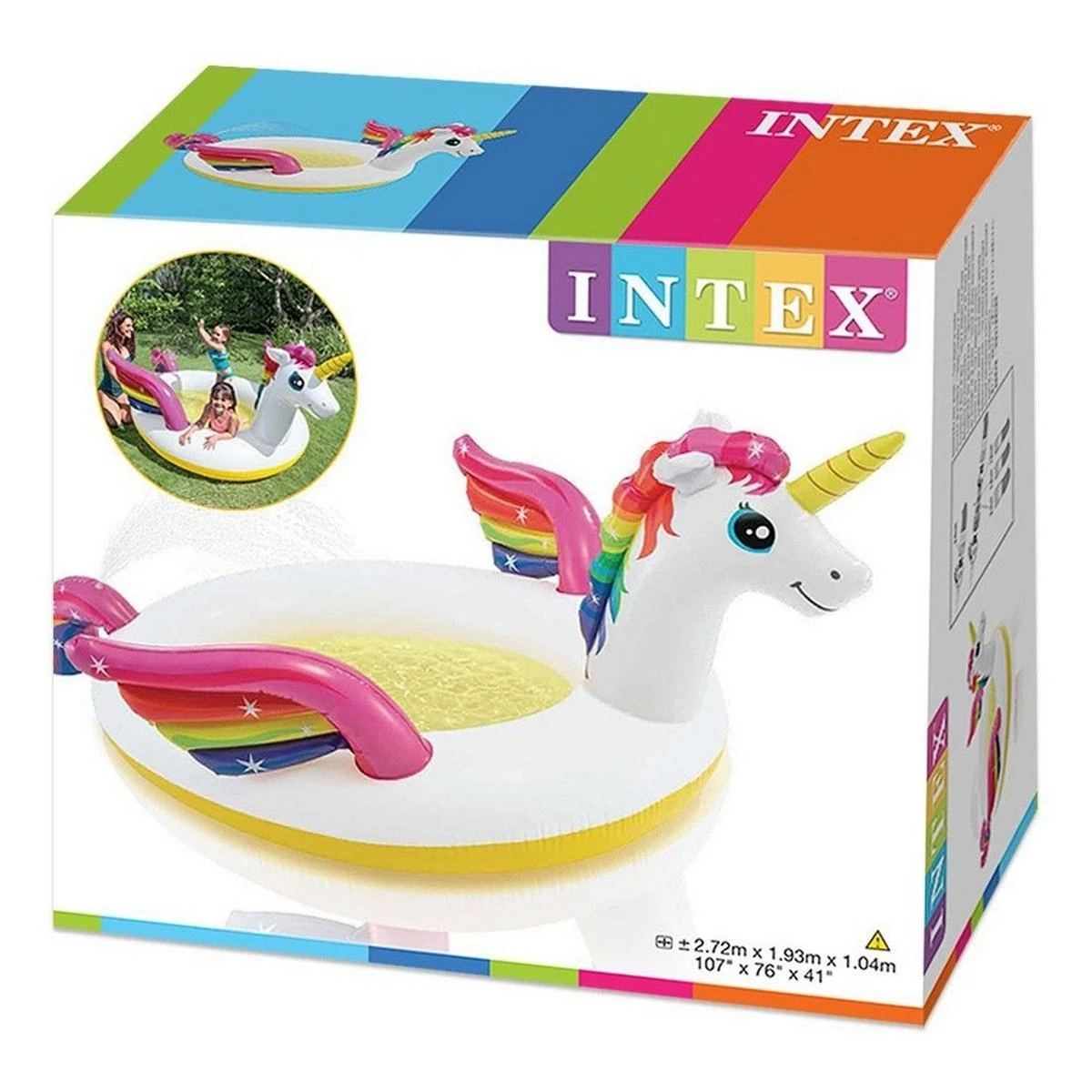 Amo Toys Pripučiamas baseinas INTEX MYSTIC UNICORN, 272x193x104cm, purškia vandenį 57441NP