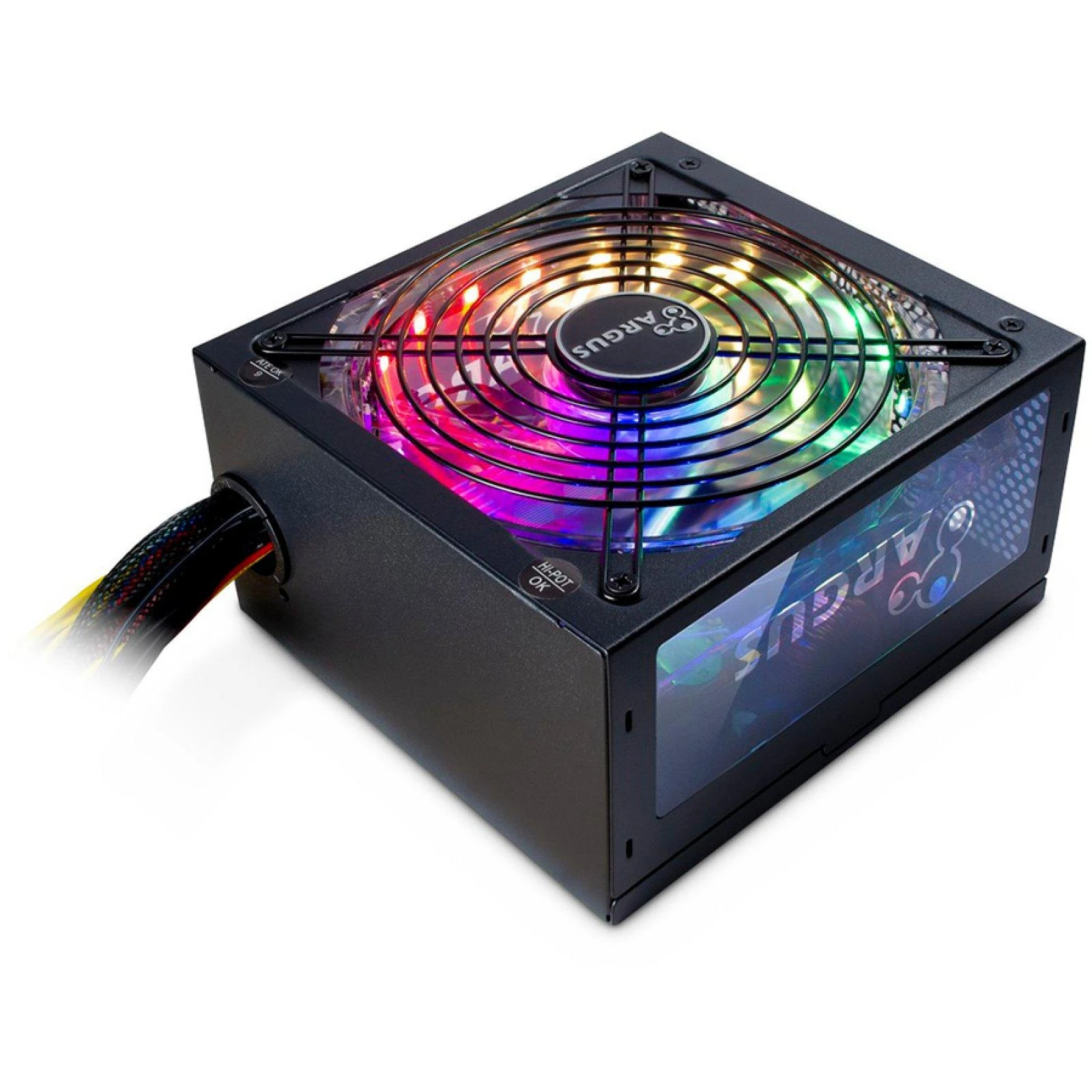 Maitinimo šaltinis INTER-TECH Argus RGB, 80PLUS bronza, 600 W, mažmeninė prekyba, 1x140 ventiliatorius, 1x20+4 kontaktų, 4+4 kontaktų, 2xPCI-e 6+2 kontaktų, 3x4 kontaktų (moleksas), 6xSATA, 1x2 d.
