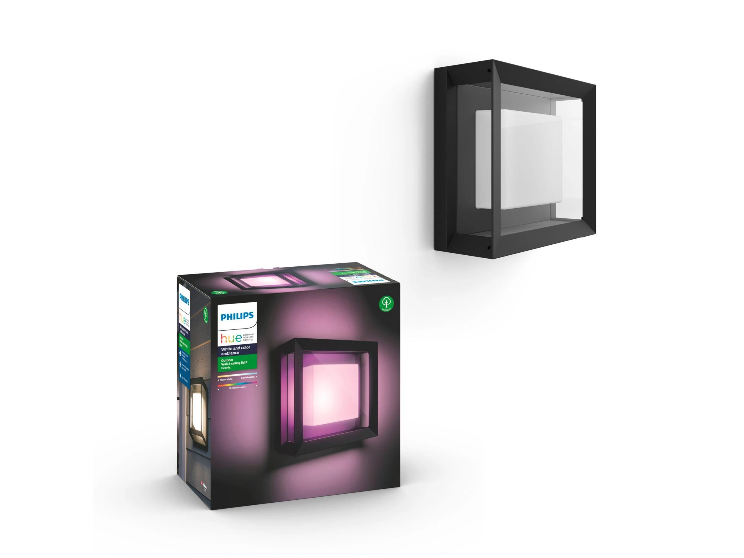 Philips Hue Econic Sieninis lauko šviestuvas (Baltas ir spalvotas)