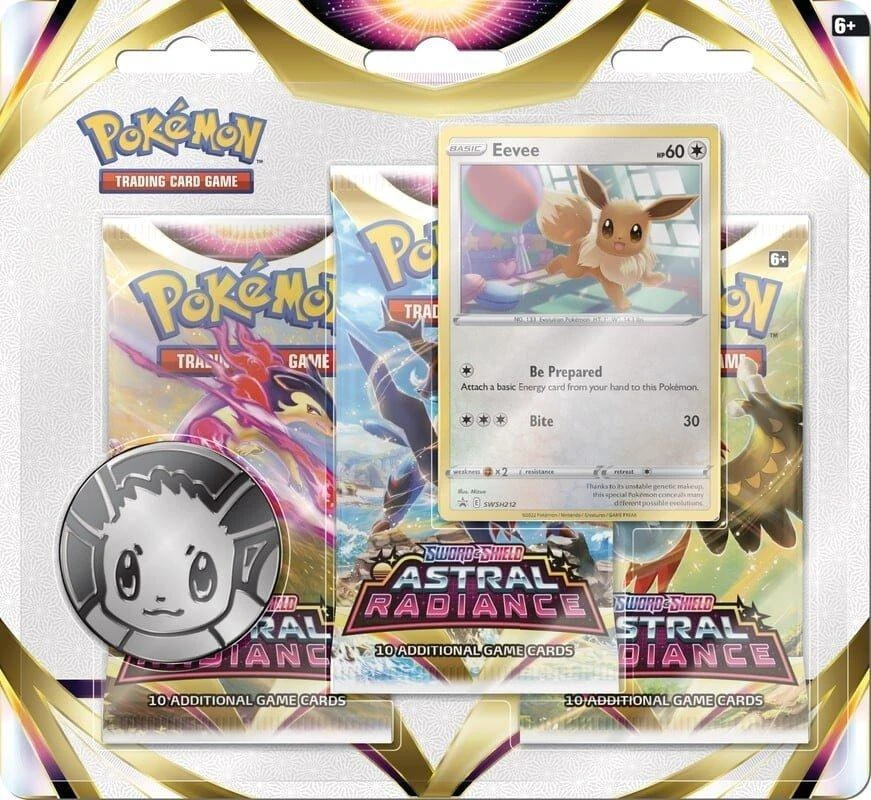 Pokémon Astral Radiance blisteris 3 booster + Eevee korta (anglų k.)