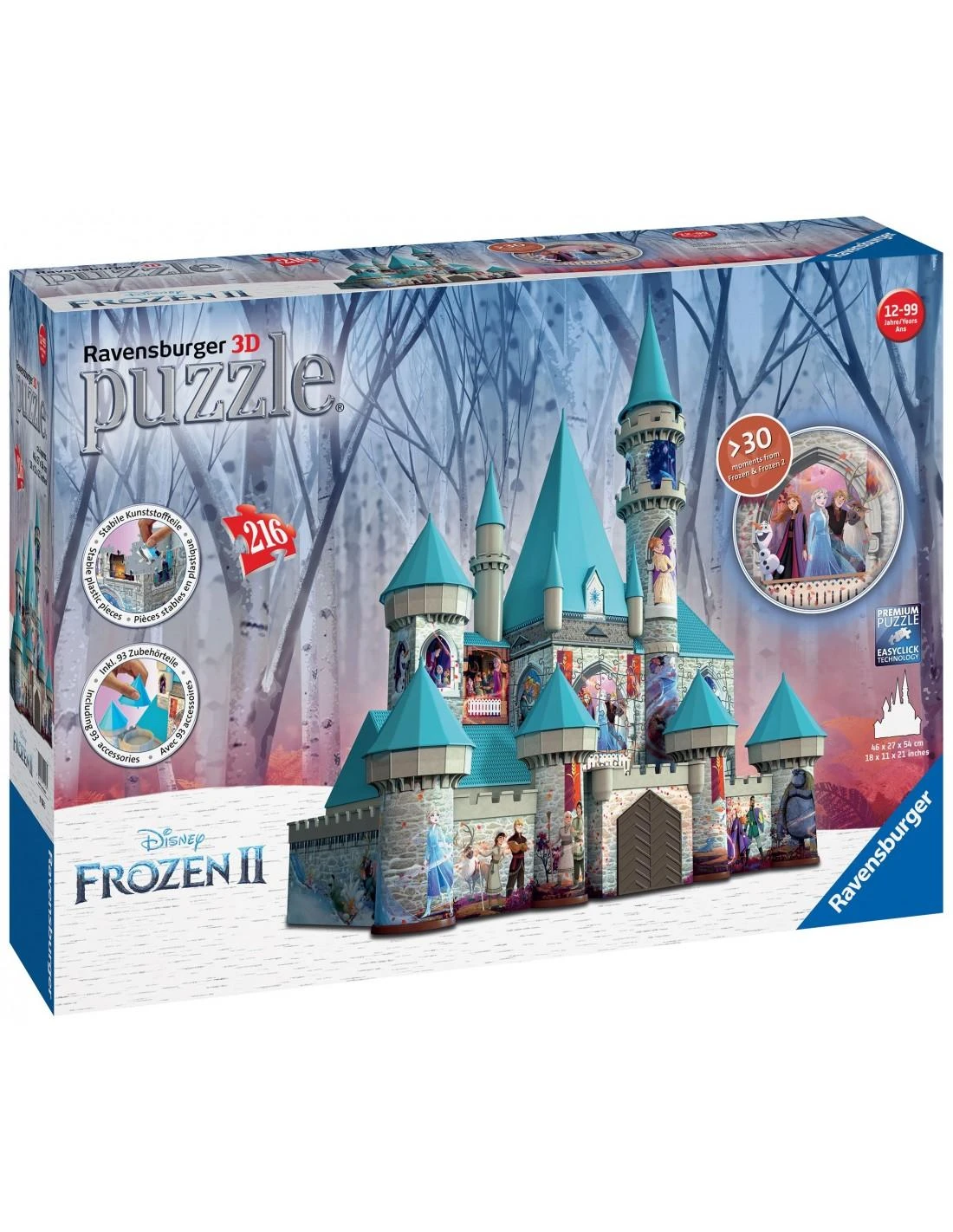 3D Puzzle 216: Frozen II Disney Castle - RAVENSBURGER dėlionė