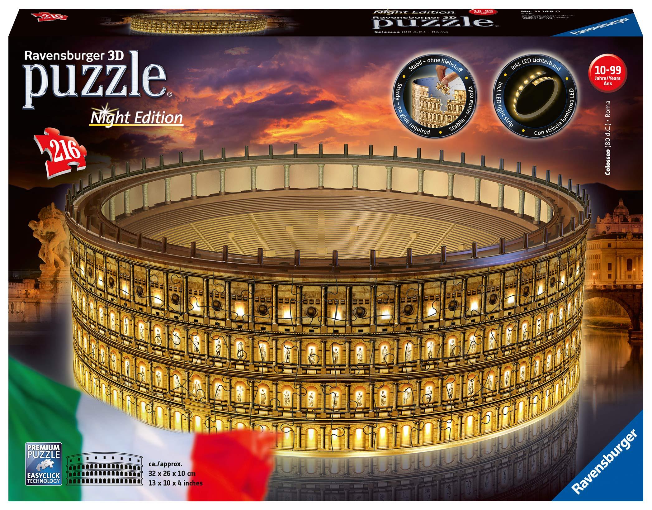 Ravensburger 3D dėlionė „Koliziejus naktį“ su šviesa, 262 det., nuo 8 m.