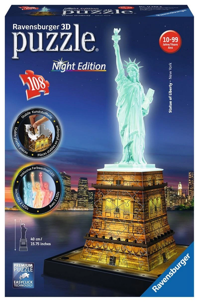 3D galvosūkis Laisvės statula su šviesomis - RAVENSBURGER dėlionė