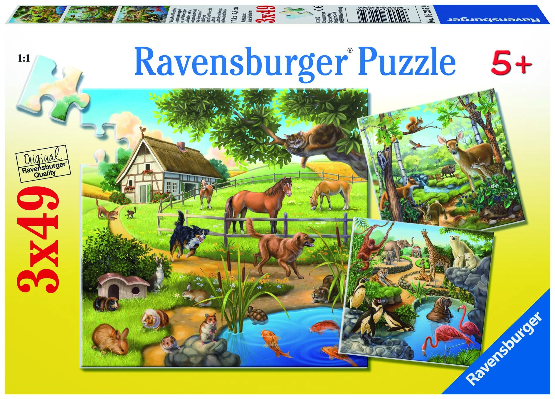 Ravensburger Dėlionė 3x49 vnt. - Gyvūnai
