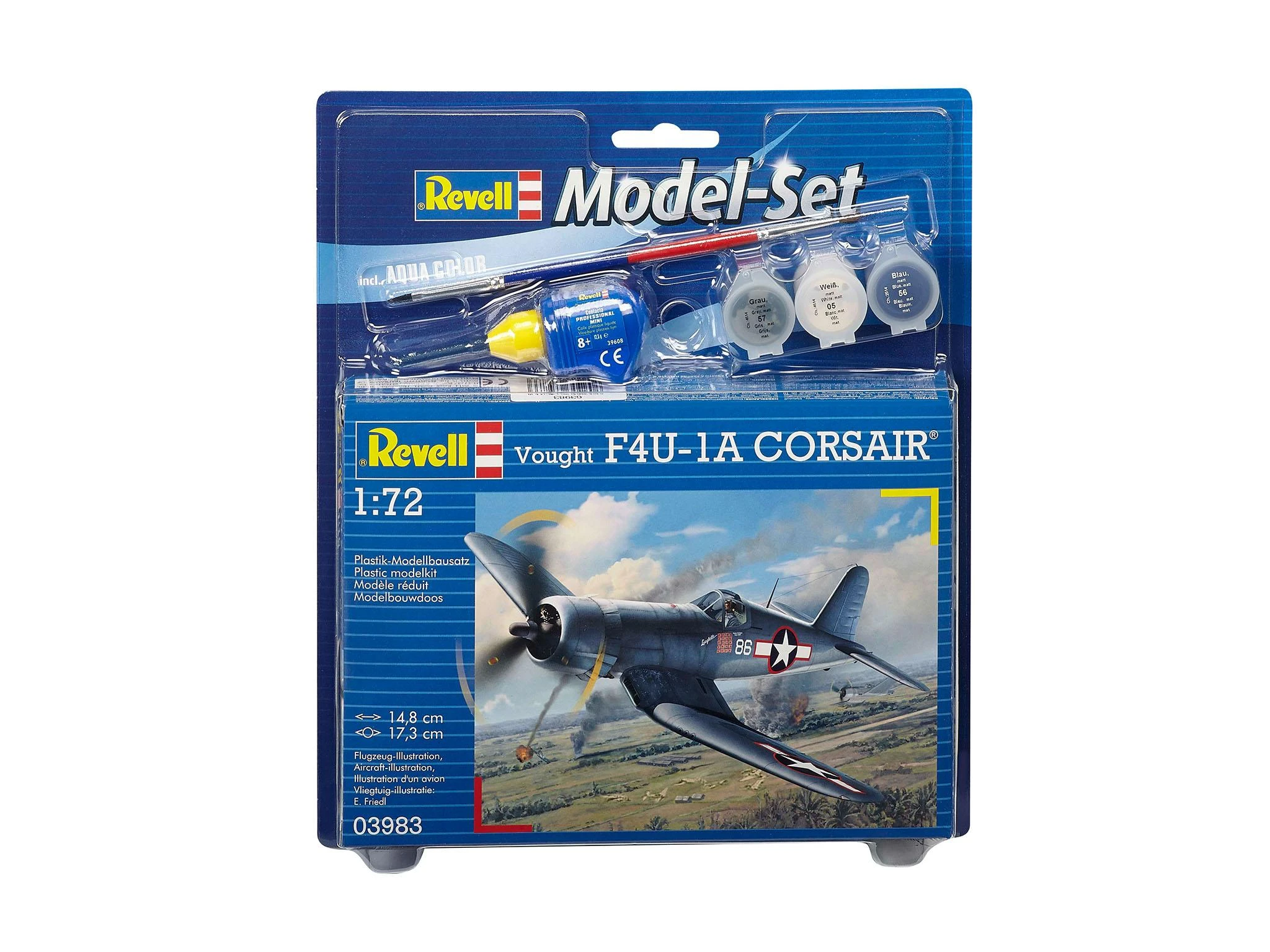 Revell Vought F4U-1A Corsair dovanų rinkinys 1/72 su dažais ir klijais