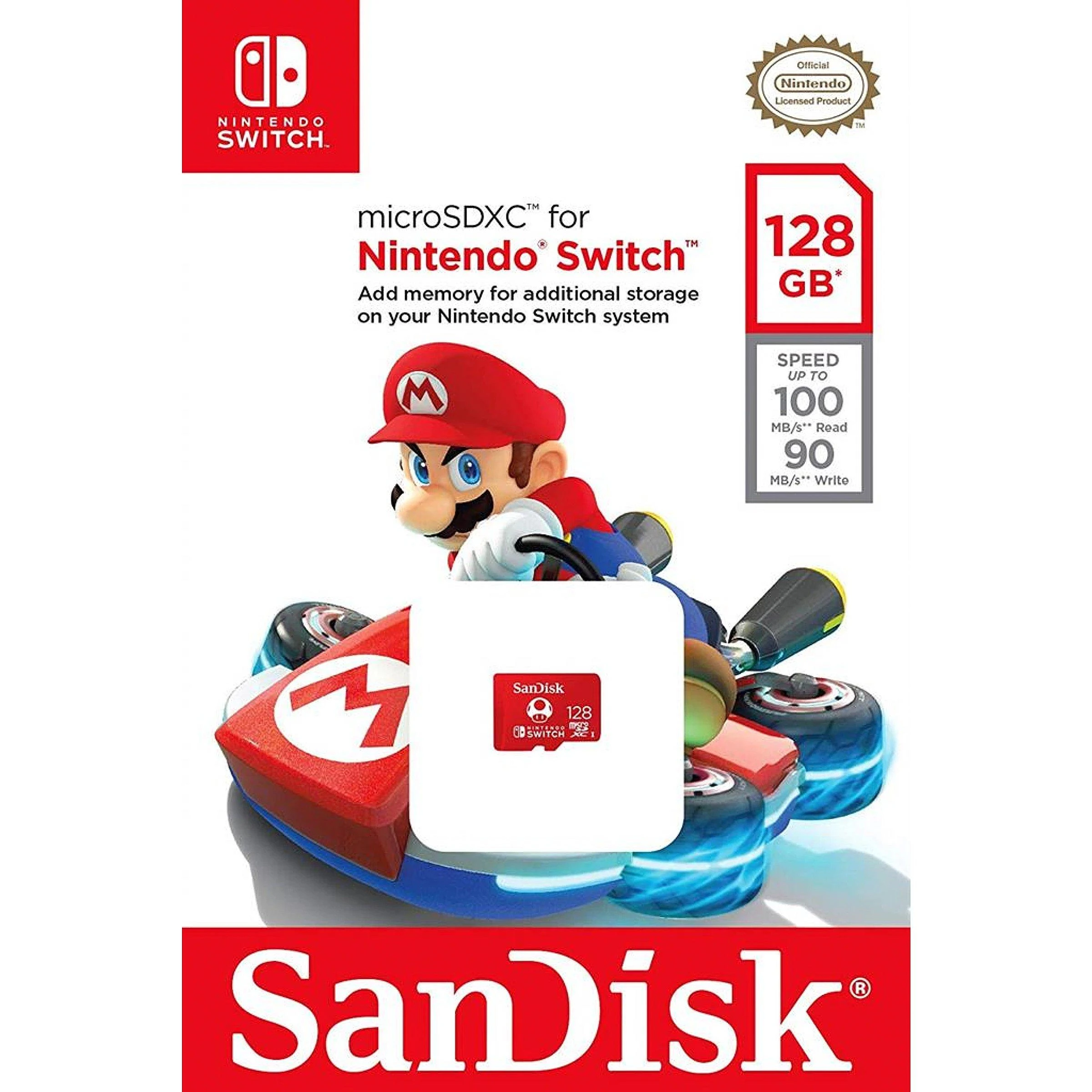 SanDisk Atminties kortelė Nintendo Switch™ konsolėms, microSDXC 128GB 100/90 MB/s (SDSQXAO-128G-GN3ZN)