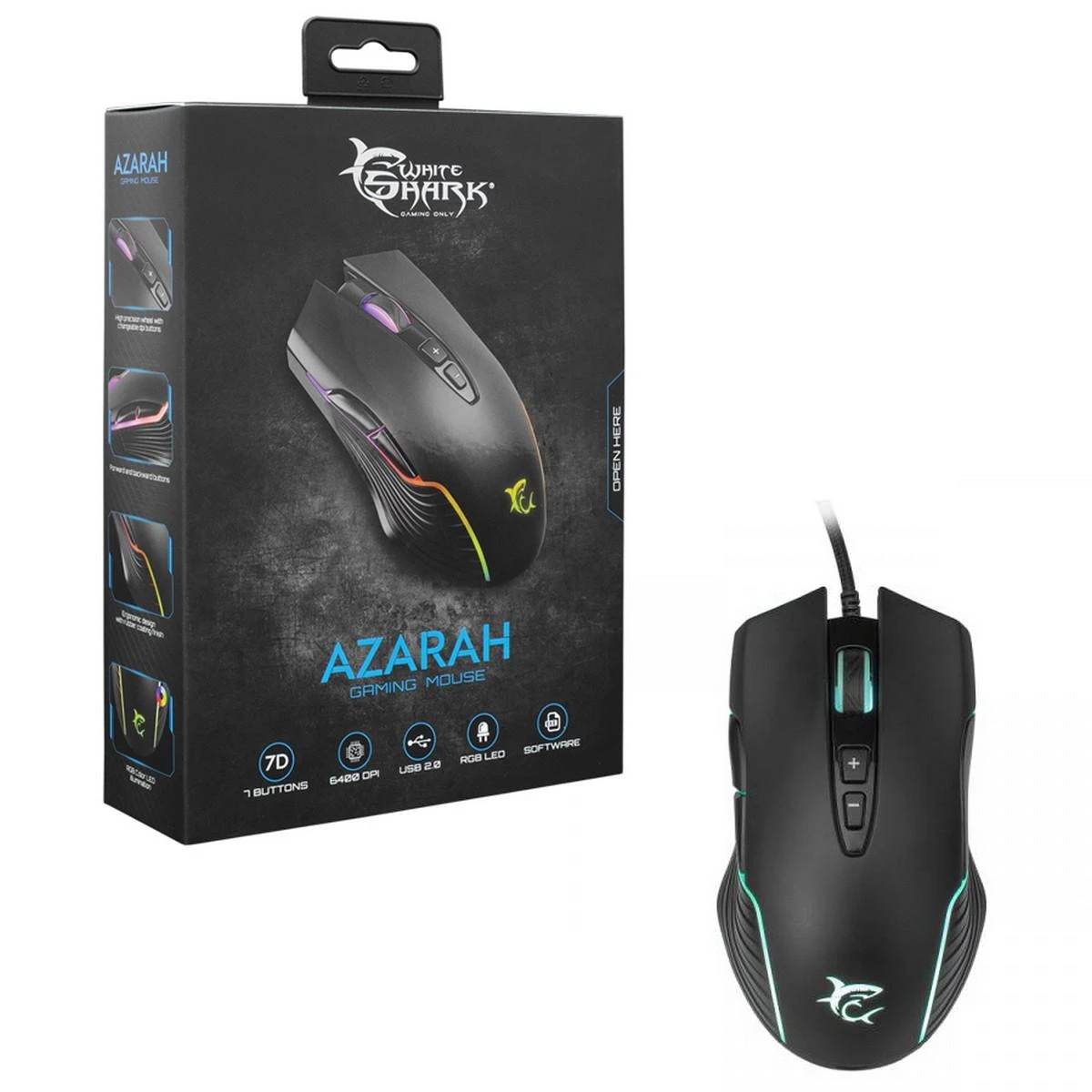 Žaidimų pelė White Shark Azarah su RGB pašvietimu