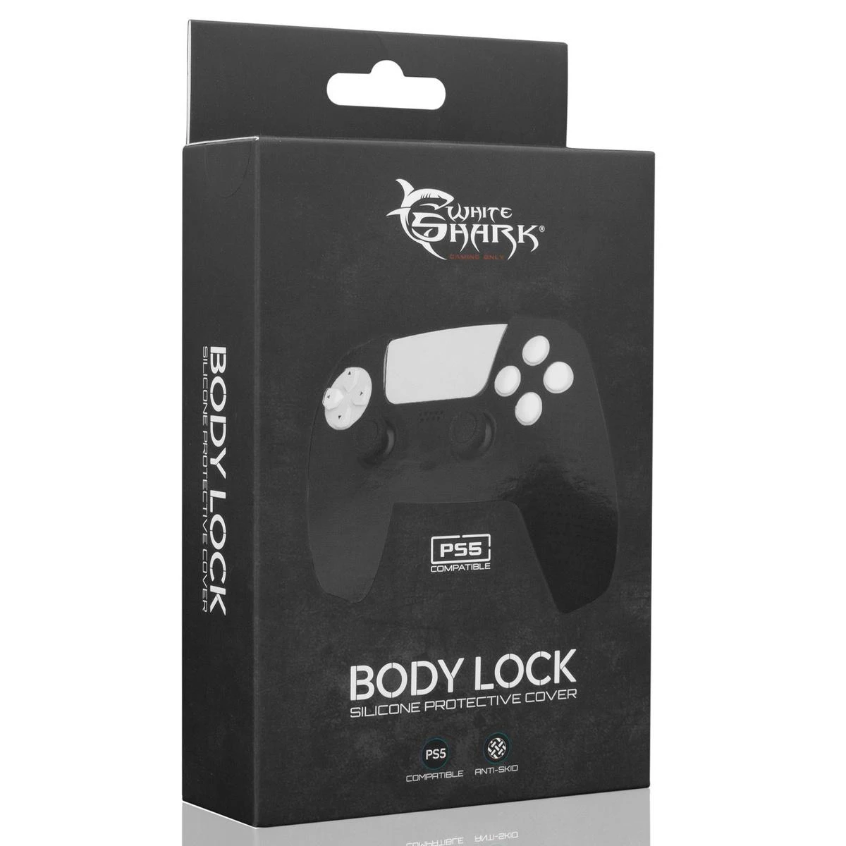 White Shark Body Lock, silikoninis dėklas PS5 valdikliui, Juodas