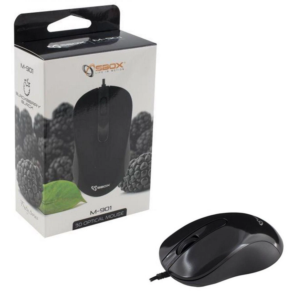 Sbox Technology SBOX optinė pelė 1000dpi, 3D, juodos spalvos (M-901B)