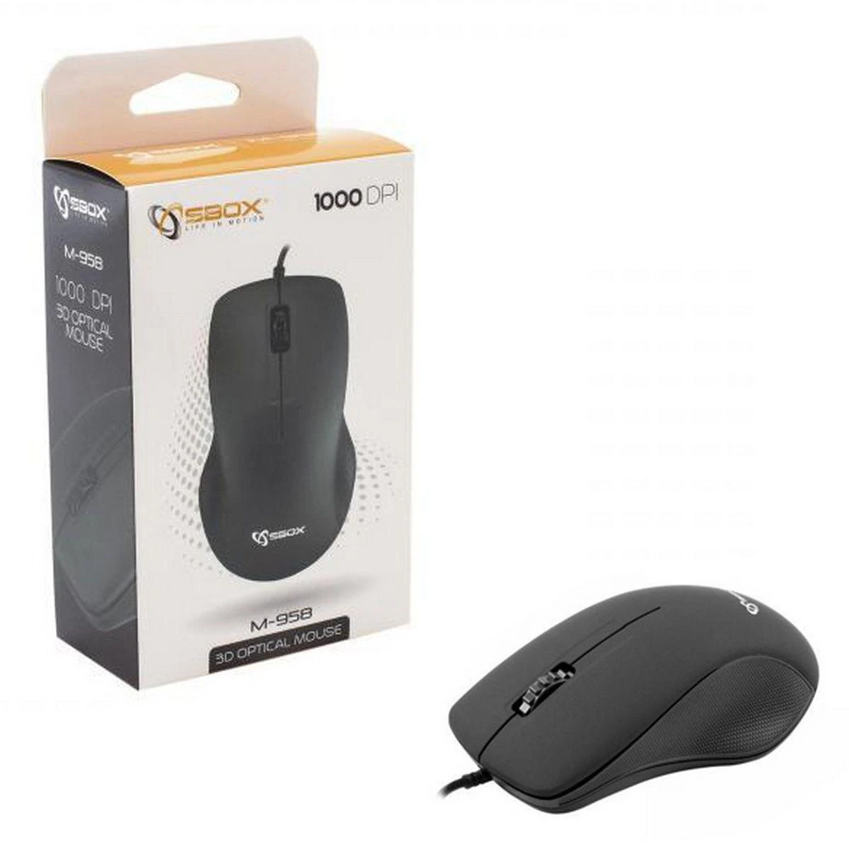 Sbox Technology SBOX Optinė pelė 1000dpi, 3D,Juodas (M-958B)