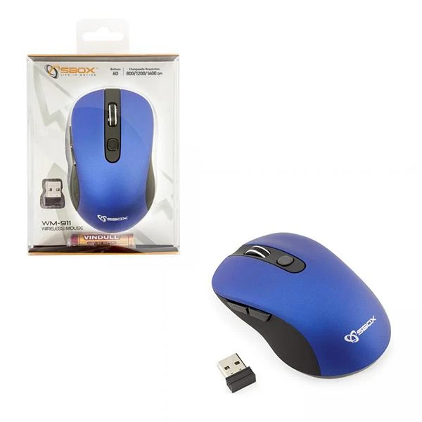 Sbox Technology SBOX Belaidė pelė, 6D, 1600 DPI, Mėlyna (WM-911BL)