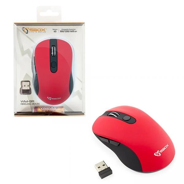 Sbox Technology SBOX Belaidė pelė, 6D, 1600 DPI, Raudona (WM-911R)