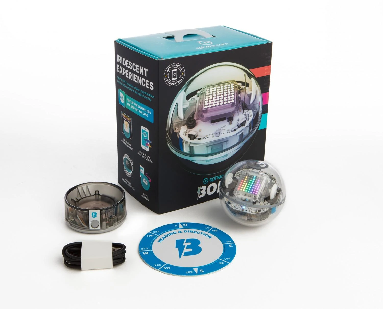 Sphero Smart žaislas Bolt Wi-Fi, Bluetooth, Sphero Bolt - išmanus žaislas išmokti koduoti žaidžiant., iOS ir Android, Baterijos garantija 6 mėn.