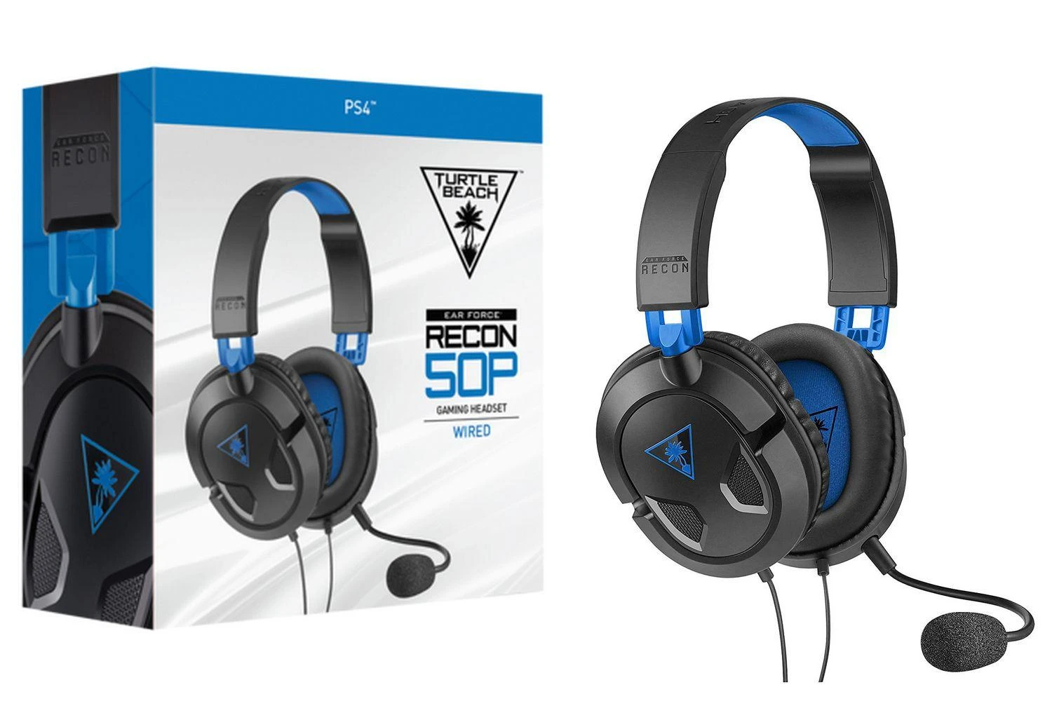 Žaidimų ausinės Turtle Beach Recon 50P, skirta PS4, Juoda-mėlyna