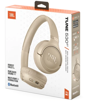 Belaidės ausinės JBL Tune 530BT, kreminės spalvos
