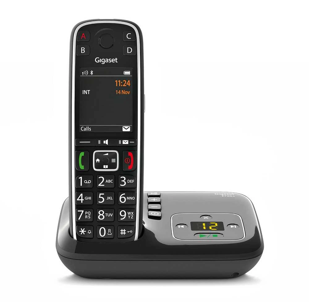 Stacionarus belaidis telefonas Gigaset E720 A, su atsakikliu, juodas