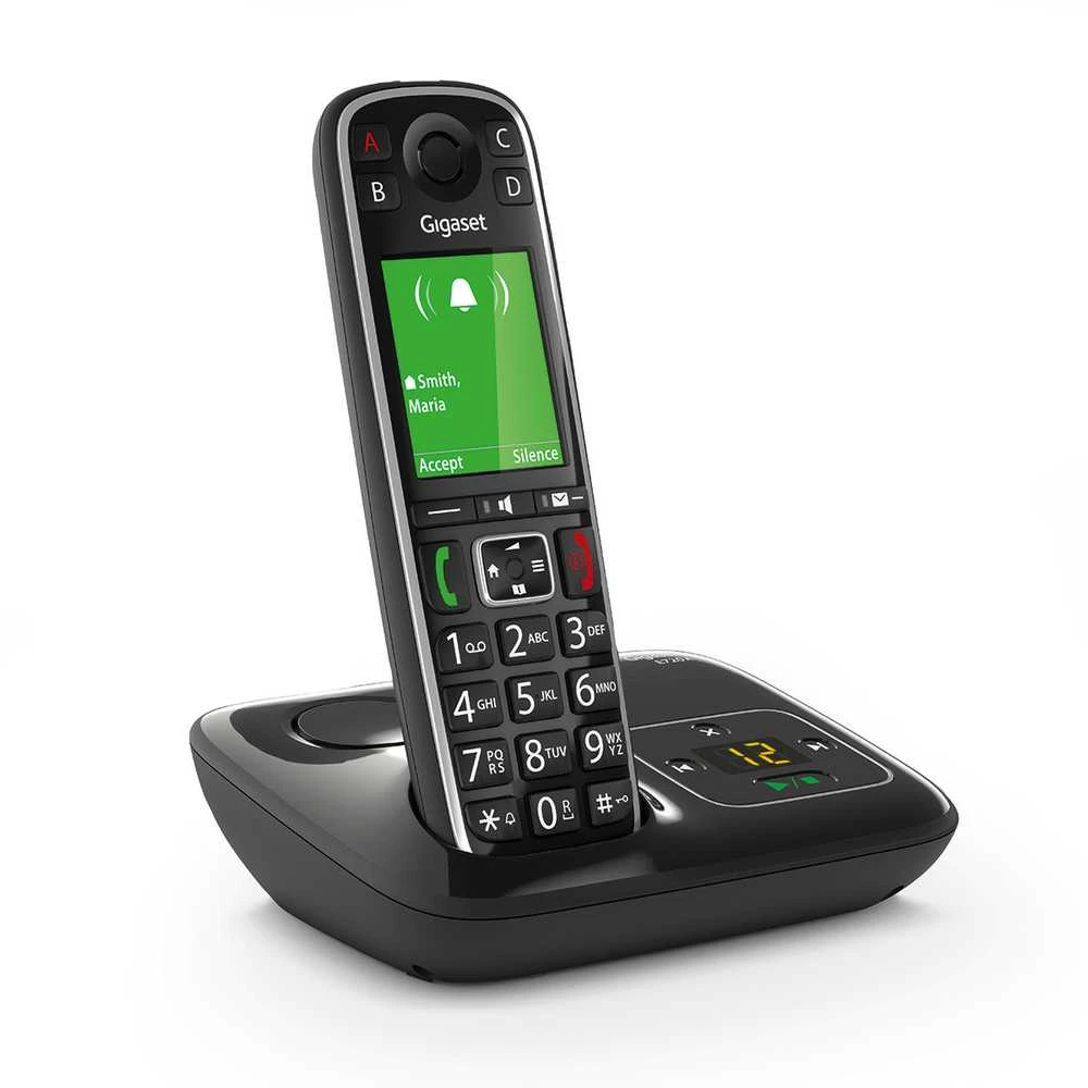 Stacionarus belaidis telefonas Gigaset E720 A, su atsakikliu, juodas