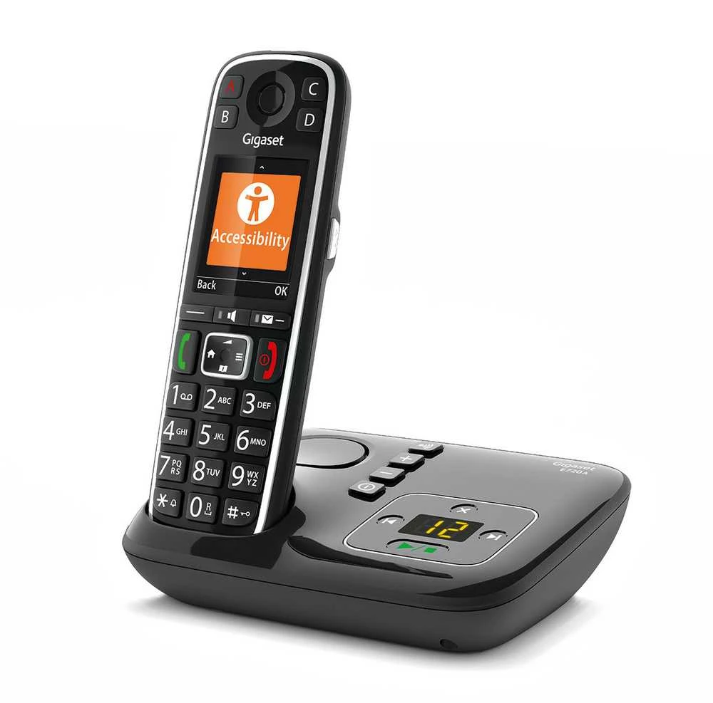 Stacionarus belaidis telefonas Gigaset E720 A, su atsakikliu, juodas