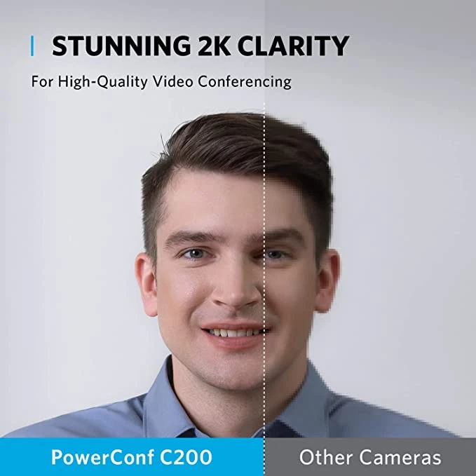 Internetinė kamera Anker PowerConf C200 Webcam, 2K raiška, juodos spalvos