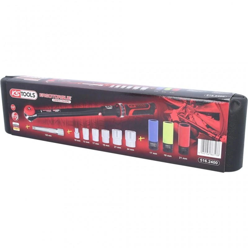 Dinamometrinis raktas, komplektas ERGOTORQUE 1/2´´ 20-200Nm, KS Tools