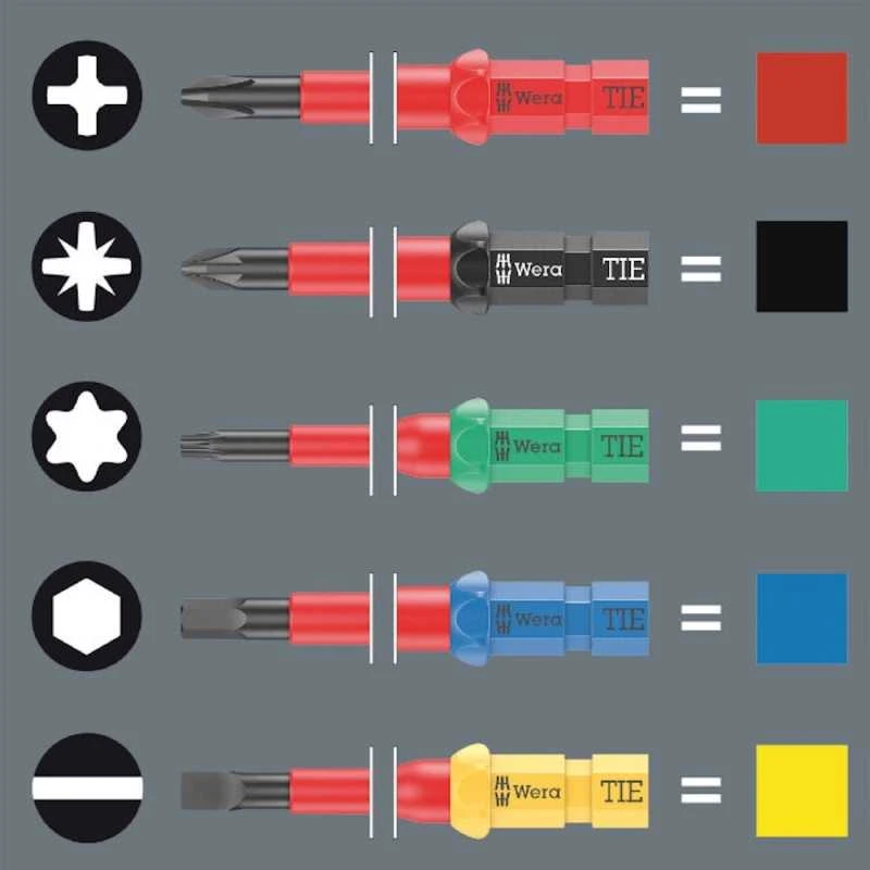 Grąžtas Rankena su keičiamomis slim geležtėmis ir testeriu Wera Kraftform Kompakt VDE 1000V, 16vnt, dėkle