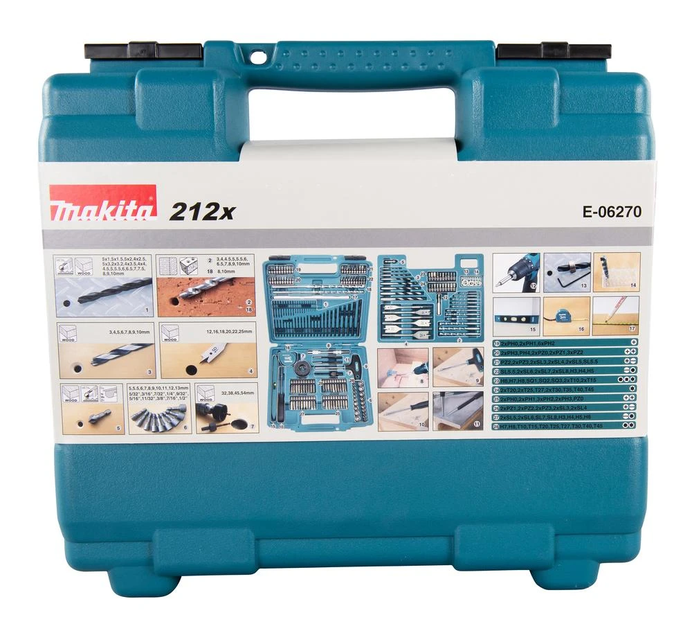 MAKITA antgalių ir grąžtų rinkinys E-06270, 212 vnt