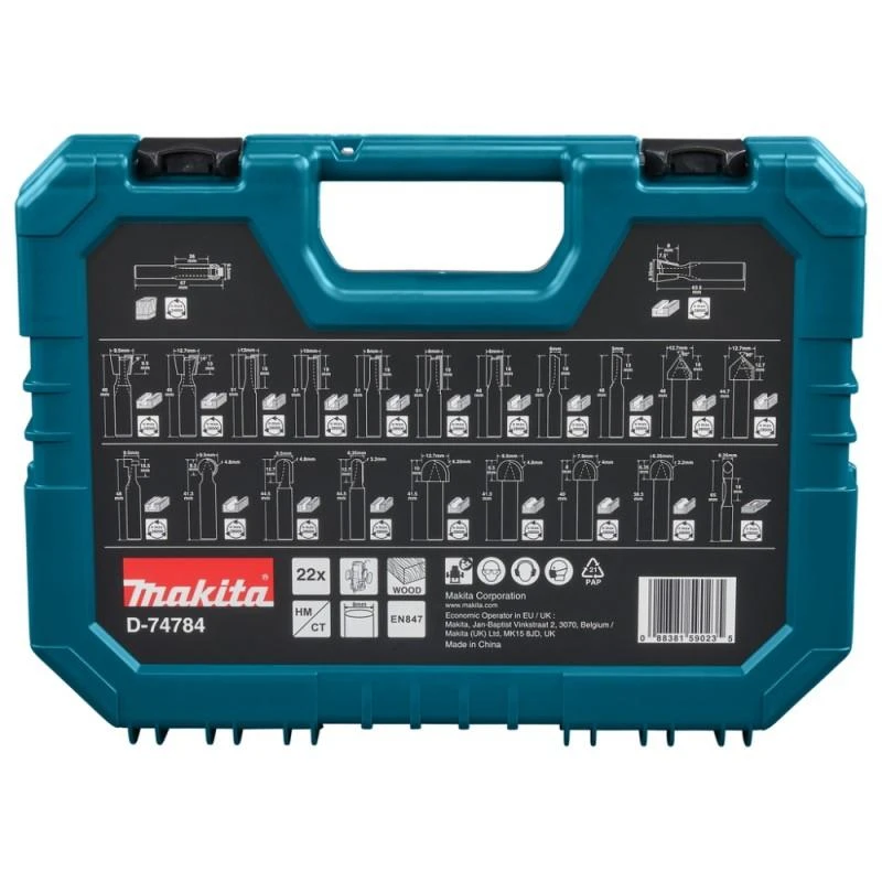 Makita 22 vnt. griovelių frezų rinkinys D-74784