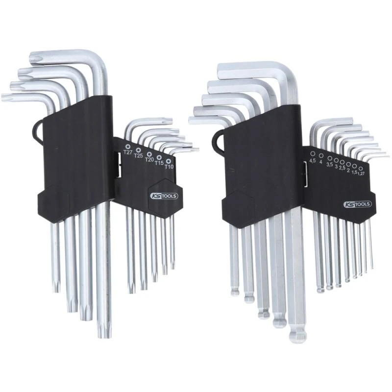 L-raktų šešiakampių ir Torx komplektas, 22 vnt., KS Tools