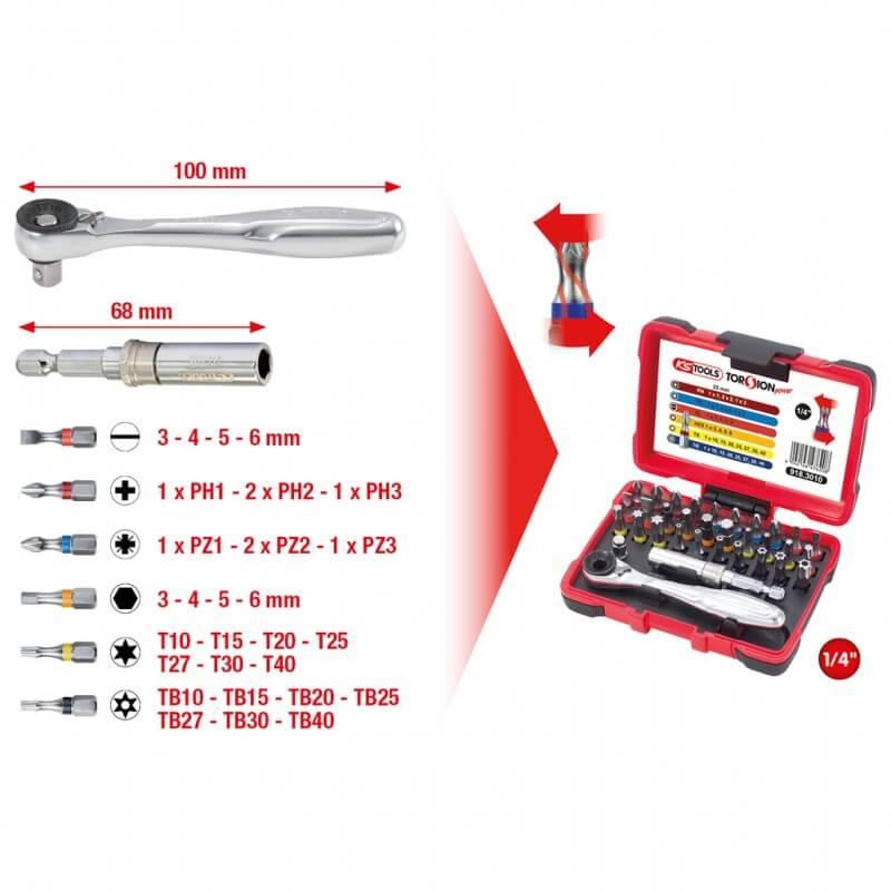 32 dalių įrankių rinkinys KS TOOLS TorsionPower 1/4"