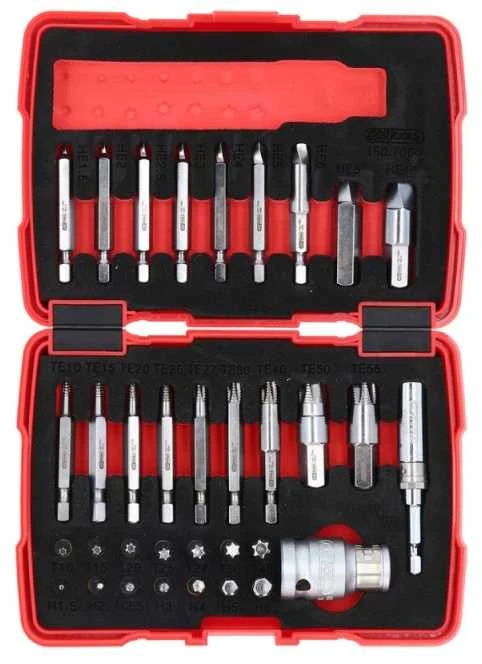 34 dalių sugadintų varžtų išsukiklių rinkinys KS TOOLS 1/4" 10mm