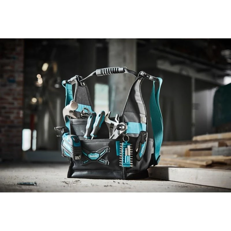 Makita E-05480 Surtvirtintas 4-jų skyrių, universalus, atviras keturkampis krepšys įrankiams.