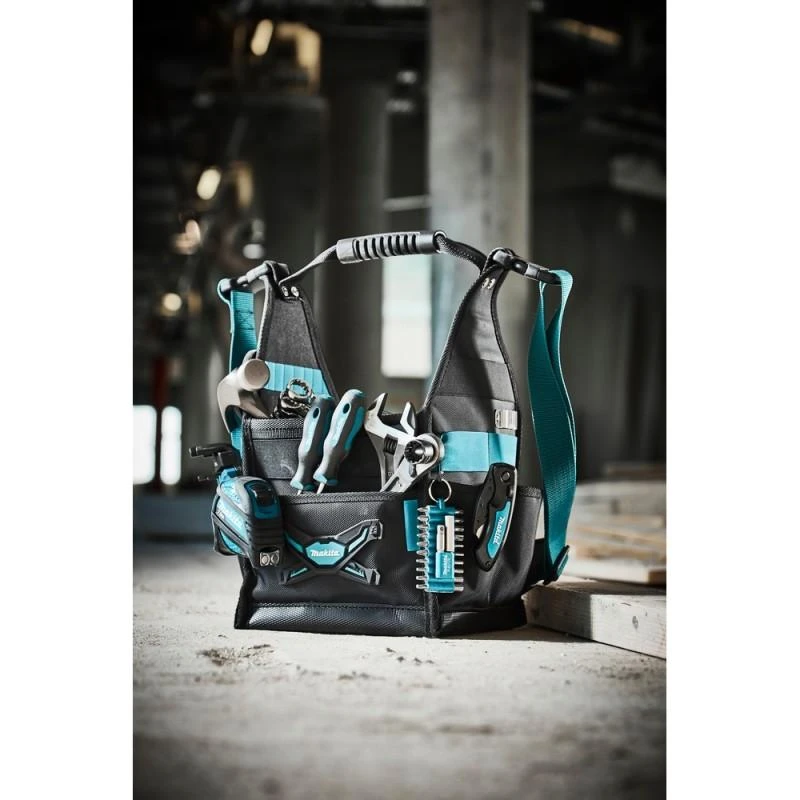 Makita E-05480 Surtvirtintas 4-jų skyrių, universalus, atviras keturkampis krepšys įrankiams.