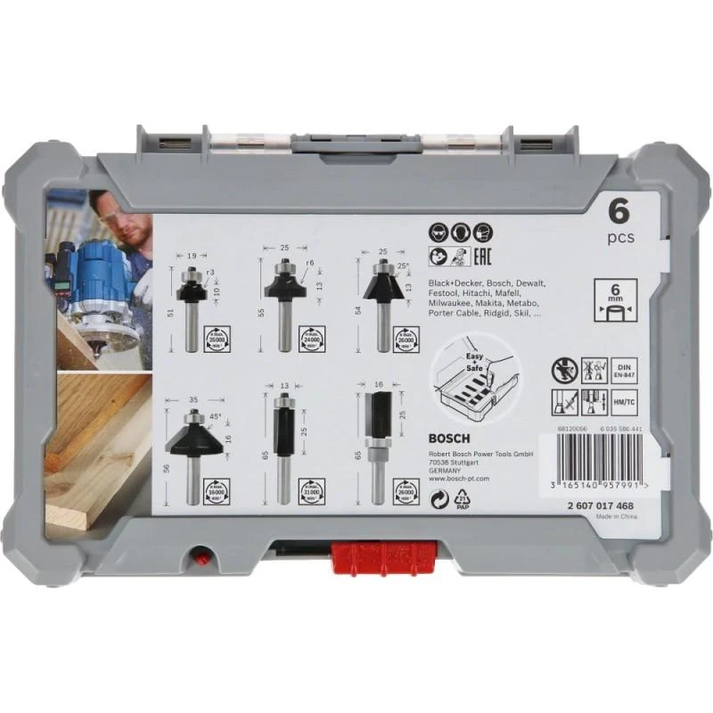 Bosch 6 daliu frezų kompl. 8 mm kotu, "Trim&Edging"