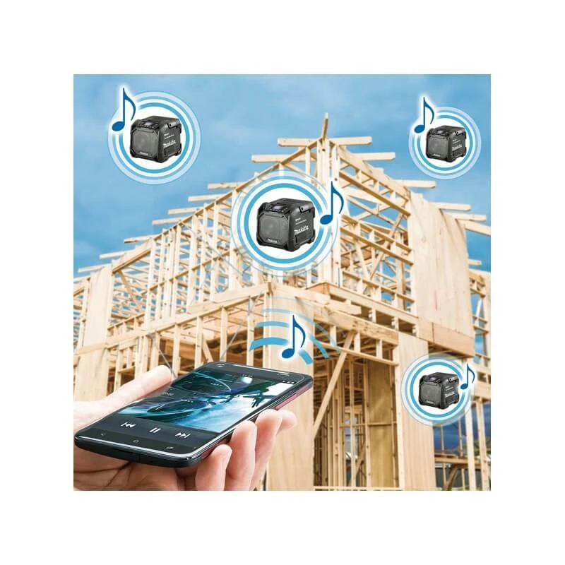 Makita DMR203B Darbinis akumuliatorinis „bluetooth“ grotuvas 12V MAX- 18V, LCD, Juodas, True wireless stereo