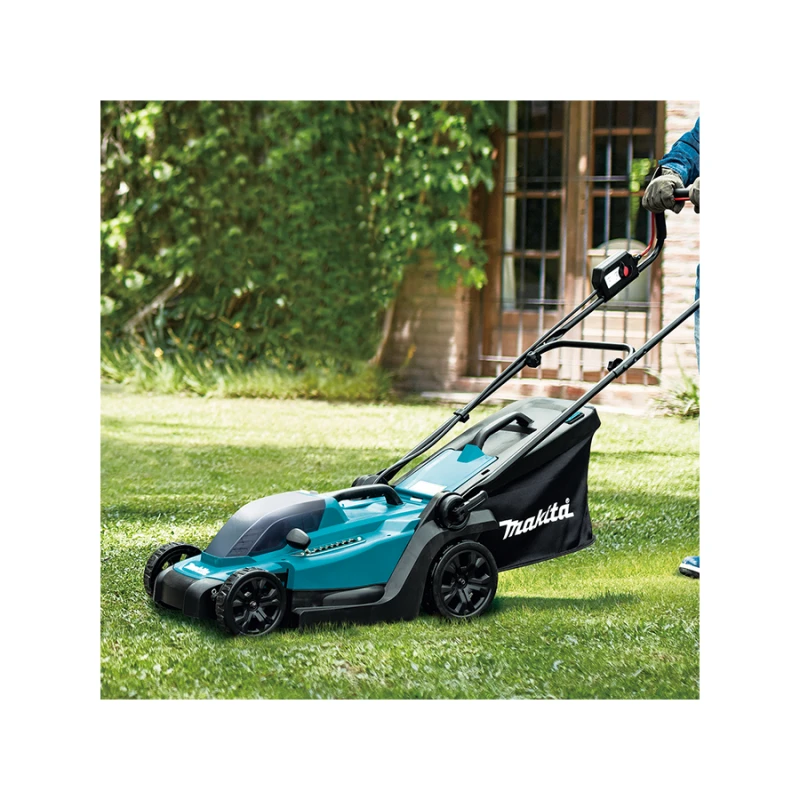 Makita DLM330RT akumuliatorinė vejapjovė 18 V ličio jonų, 1 x 5,0 Ah, DC18RC, 33 cm, 3 viename (pjovimas / surinkimas / mulčiavimas), 12,6kg,