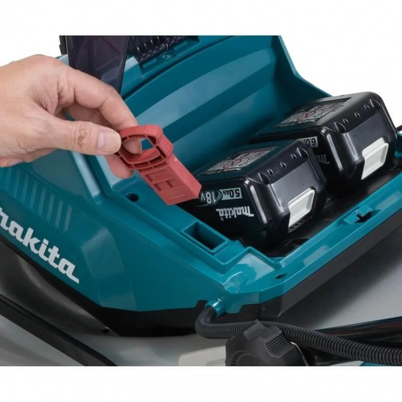 Makita akumuliatorinė vejapjovė DLM460Z 2x18 V, 46 cm, 3 viename (pjovimas / surinkimas / mulčiavimas), plieno korpusas, be akumuliatoriaus ir kroviklio