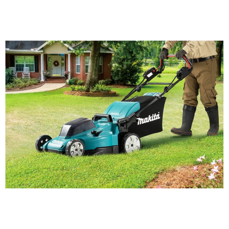 Makita DLM481Z akumuliatorinė vejapjovė 2x18V, 48cm, savaeigė, 4 viename (pjovimas/rinkimas/mulčiavimas/galinis išmetimas), 27,1kg, plastikinis korpusas, be akumuliatorinio ir krovinio